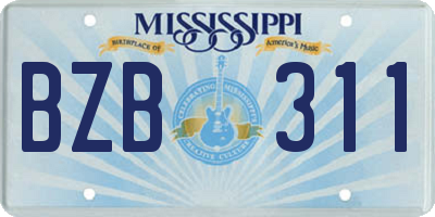 MS license plate BZB311
