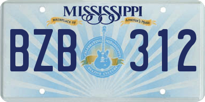 MS license plate BZB312