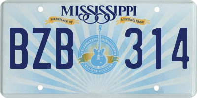 MS license plate BZB314