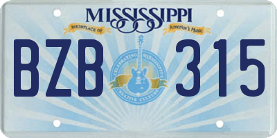 MS license plate BZB315