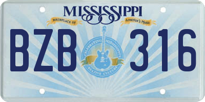 MS license plate BZB316