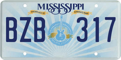 MS license plate BZB317