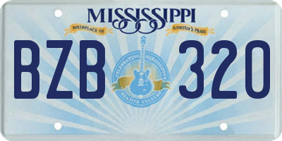 MS license plate BZB320
