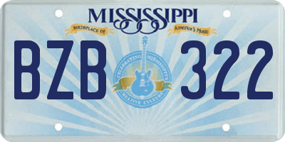 MS license plate BZB322