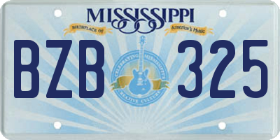 MS license plate BZB325