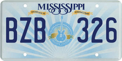 MS license plate BZB326
