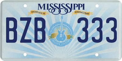 MS license plate BZB333