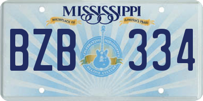 MS license plate BZB334