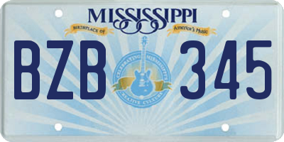 MS license plate BZB345