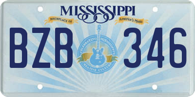MS license plate BZB346