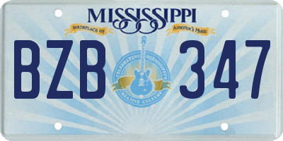 MS license plate BZB347
