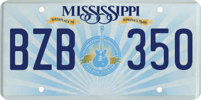 MS license plate BZB350