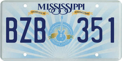 MS license plate BZB351