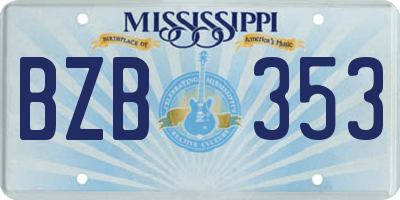 MS license plate BZB353