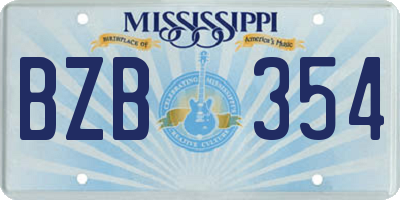 MS license plate BZB354