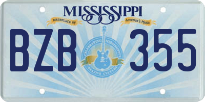 MS license plate BZB355