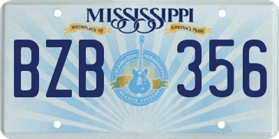 MS license plate BZB356