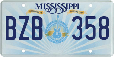 MS license plate BZB358