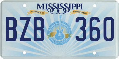 MS license plate BZB360