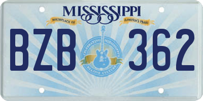 MS license plate BZB362
