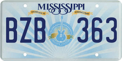 MS license plate BZB363