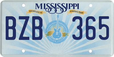 MS license plate BZB365