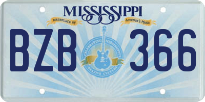 MS license plate BZB366