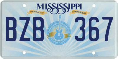 MS license plate BZB367