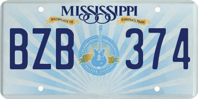 MS license plate BZB374