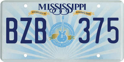 MS license plate BZB375