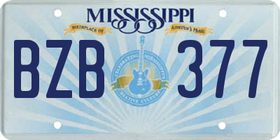MS license plate BZB377
