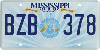 MS license plate BZB378