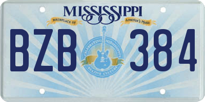 MS license plate BZB384