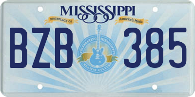 MS license plate BZB385