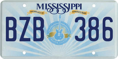 MS license plate BZB386