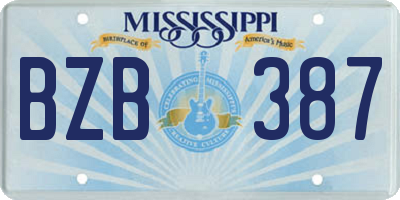 MS license plate BZB387