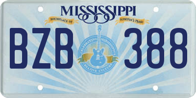 MS license plate BZB388