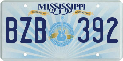MS license plate BZB392