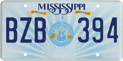 MS license plate BZB394