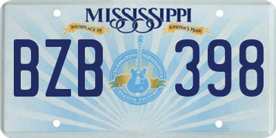MS license plate BZB398