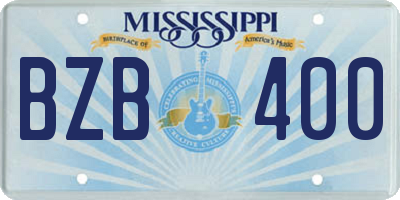 MS license plate BZB400