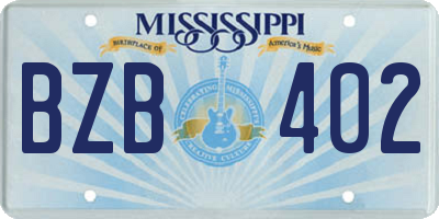 MS license plate BZB402