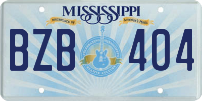 MS license plate BZB404