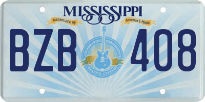 MS license plate BZB408
