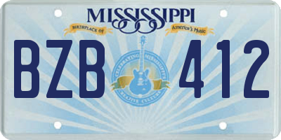 MS license plate BZB412