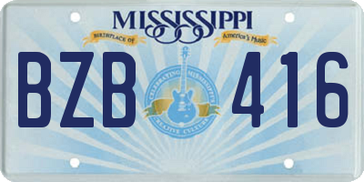 MS license plate BZB416