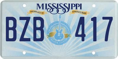 MS license plate BZB417