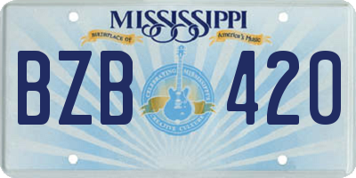 MS license plate BZB420