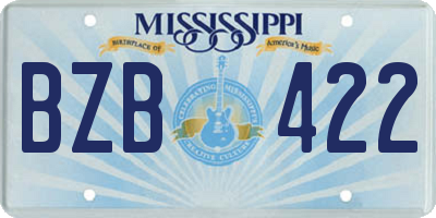 MS license plate BZB422