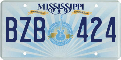 MS license plate BZB424
